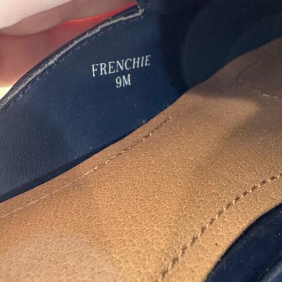 TAHARI Frenchie Vegan Blue Suede Patent Leather Slip on Mule Loafers Academia 9 - Picture 10 of 10